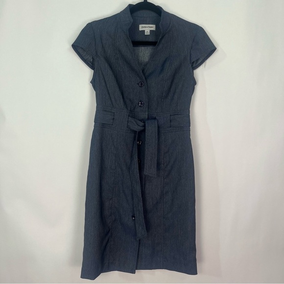 Shelby & Palmer Dresses & Skirts - Shelby and Palmer Denim- Like Button Down Belted Dress Cap sleeves Sz 6